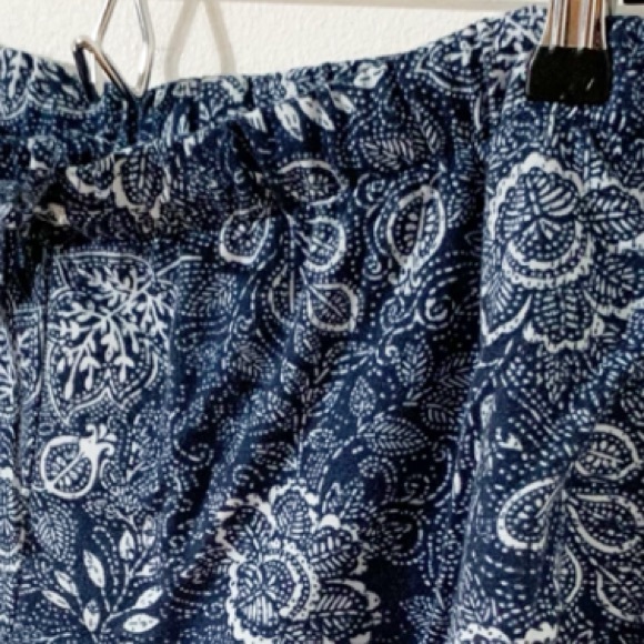 Lucky Brand Pajama Shorts Blue Floral Pattern Drawstring Elastic Waist Mid Rise - Picture 3 of 8